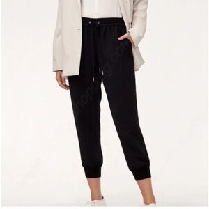 Aritzia Wilfred Buffon Crepe Jogger Pant Black Pockets Drawstring Trendy Sz M